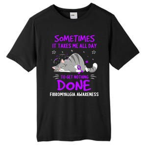 Fibromyalgia Awareness Cat Ribbon Gift Tall Fusion ChromaSoft Performance T-Shirt