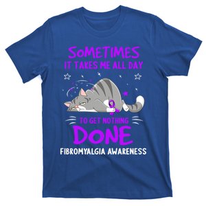 Fibromyalgia Awareness Cat Ribbon Gift T-Shirt