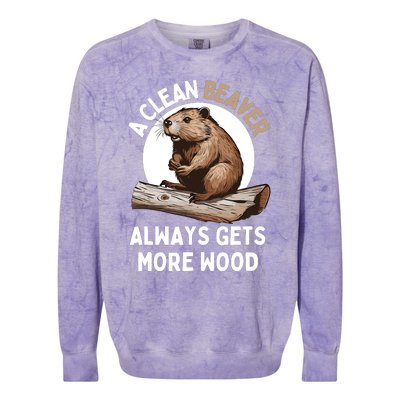 Funny A Clean Beaver Always Gets More Wood Beaver Lover Colorblast Crewneck Sweatshirt