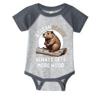 Funny A Clean Beaver Always Gets More Wood Beaver Lover Infant Baby Jersey Bodysuit