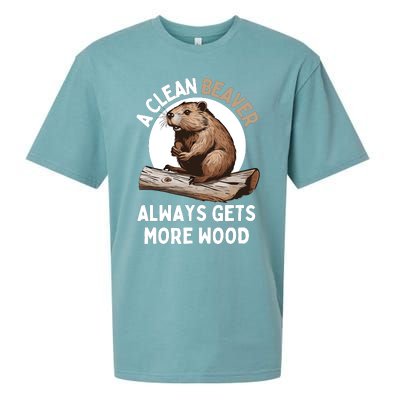 Funny A Clean Beaver Always Gets More Wood Beaver Lover Sueded Cloud Jersey T-Shirt