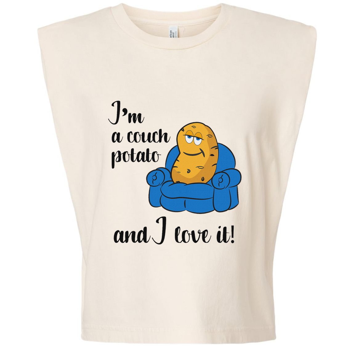 Funny Adult Couch Potato Garment-Dyed Women's Muscle Tee