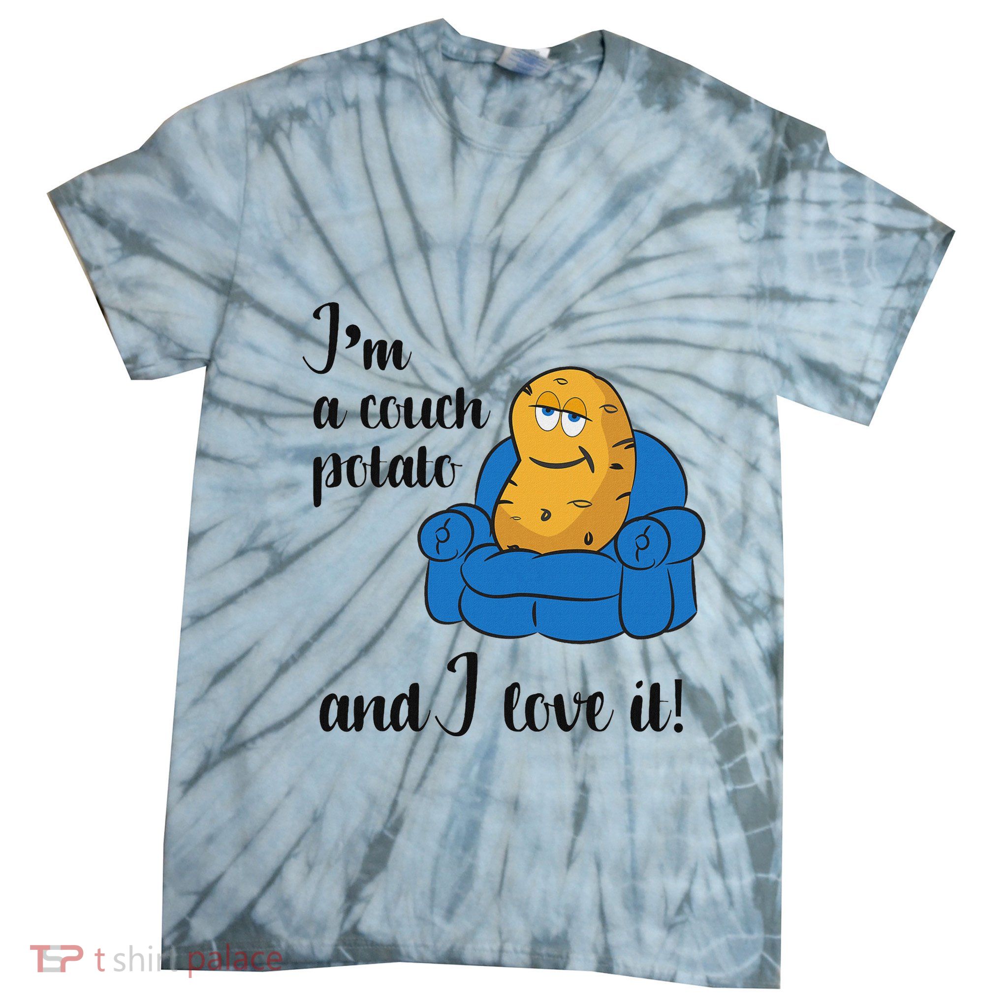 Funny Adult Couch Potato Tie-Dye T-Shirt