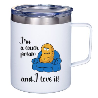 Funny Adult Couch Potato 12oz Stainless Steel Coffee Mug