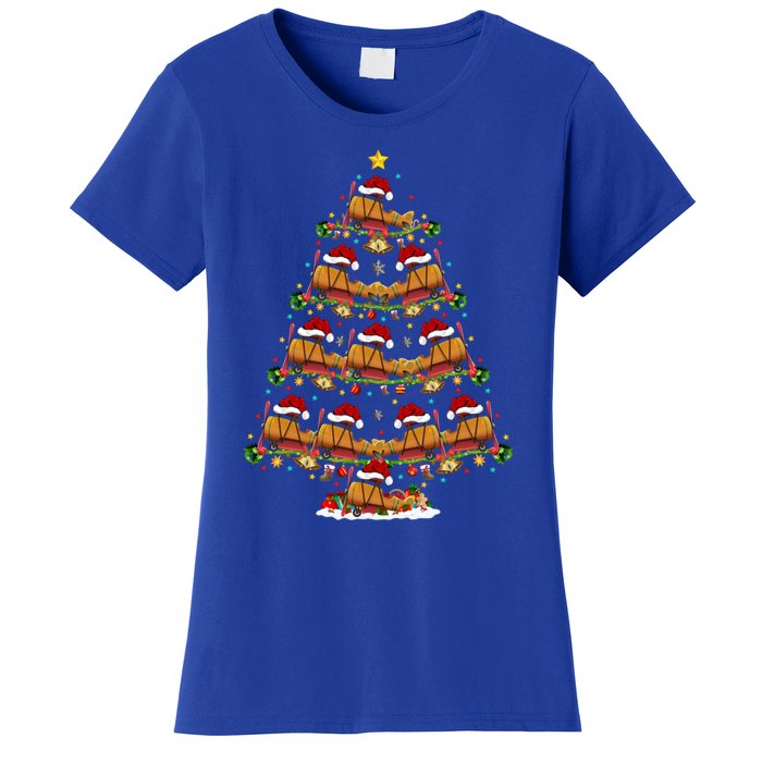 Funny Airplane Christmas Tree Lights Santa Airplane Xmas Gift Women's T-Shirt