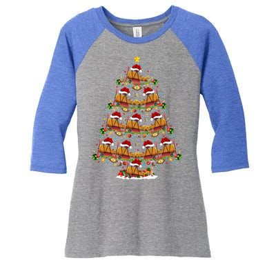 Funny Airplane Christmas Tree Lights Santa Airplane Xmas Gift Women's Tri-Blend 3/4-Sleeve Raglan Shirt