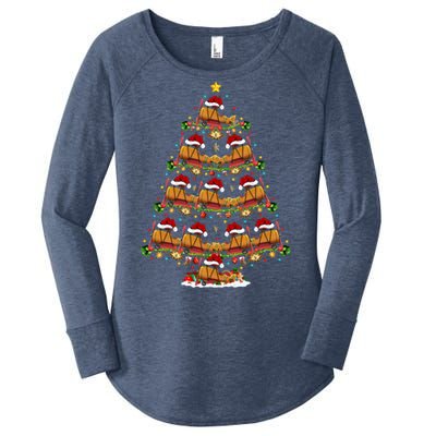 Funny Airplane Christmas Tree Lights Santa Airplane Xmas Gift Women's Perfect Tri Tunic Long Sleeve Shirt