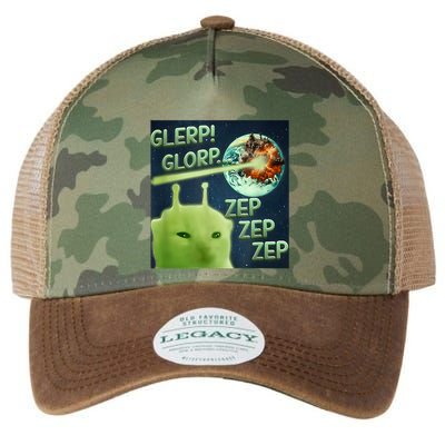 Funny Alien Cat Meme Glerp Glorp Zep Zep Legacy Tie Dye Trucker Hat