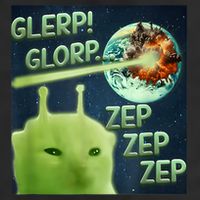 Funny Alien Cat Meme Glerp Glorp Zep Zep Garment-Dyed Fleece Hoodie