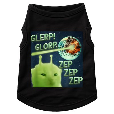 Funny Alien Cat Meme Glerp Glorp Zep Zep Doggie Tank