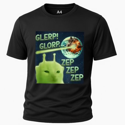 Funny Alien Cat Meme Glerp Glorp Zep Zep Performance Shirt