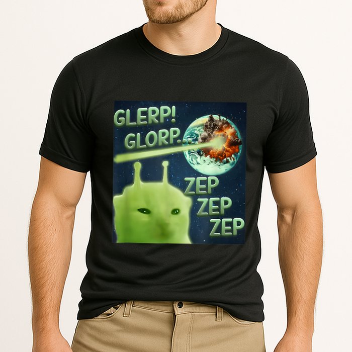 Funny Alien Cat Meme Glerp Glorp Zep Zep Performance Shirt