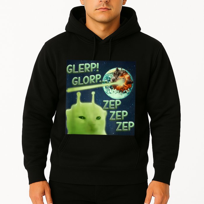 Funny Alien Cat Meme Glerp Glorp Zep Zep Hoodie
