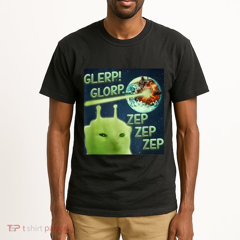 Funny Alien Cat Meme Glerp Glorp Zep Zep Tall T-Shirt
