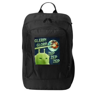Funny Alien Cat Meme Glerp Glorp Zep Zep City Backpack