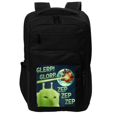Funny Alien Cat Meme Glerp Glorp Zep Zep Impact Tech Backpack
