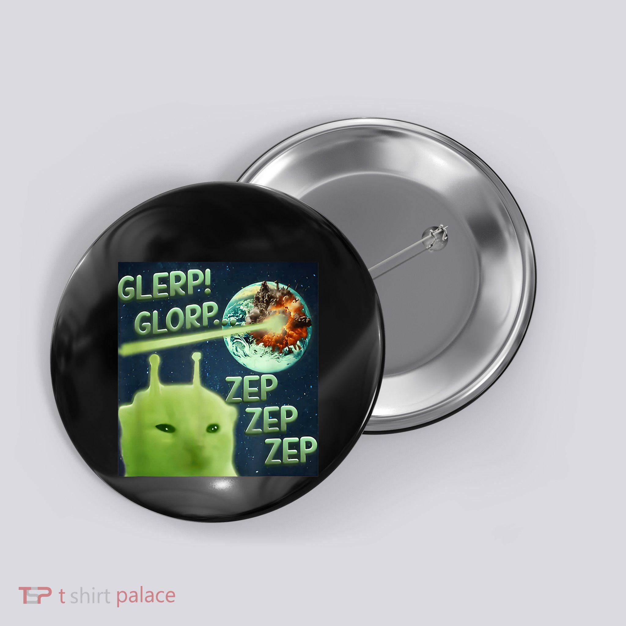 Funny Alien Cat Meme Glerp Glorp Zep Zep Button
