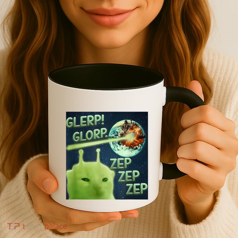 Funny Alien Cat Meme Glerp Glorp Zep Zep Mug