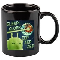 Funny Alien Cat Meme Glerp Glorp Zep Zep 11oz C Handle Ceramic Mug