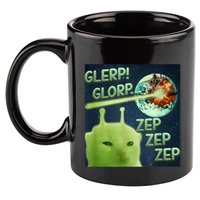 Funny Alien Cat Meme Glerp Glorp Zep Zep 11oz C Handle Ceramic Mug