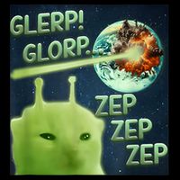 Funny Alien Cat Meme Glerp Glorp Zep Zep Drawstring Bag