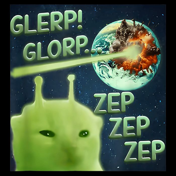 Funny Alien Cat Meme Glerp Glorp Zep Zep Drawstring Bag
