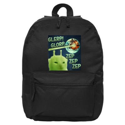 Funny Alien Cat Meme Glerp Glorp Zep Zep 16 in Basic Backpack