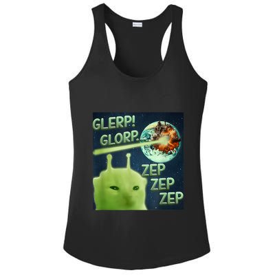Funny Alien Cat Meme Glerp Glorp Zep Zep Ladies PosiCharge Competitor Racerback Tank