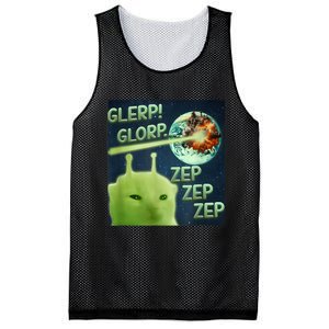 Funny Alien Cat Meme Glerp Glorp Zep Zep Mesh Reversible Basketball Jersey Tank