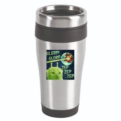 Funny Alien Cat Meme Glerp Glorp Zep Zep 16oz Travel Tumbler