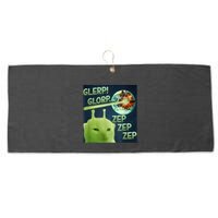 Funny Alien Cat Meme Glerp Glorp Zep Zep Large Microfiber Waffle Golf Towel