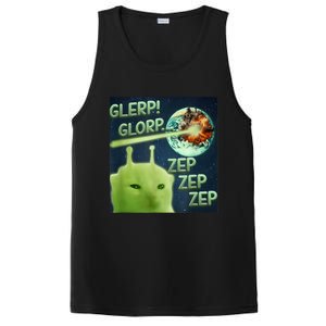 Funny Alien Cat Meme Glerp Glorp Zep Zep PosiCharge Competitor Tank