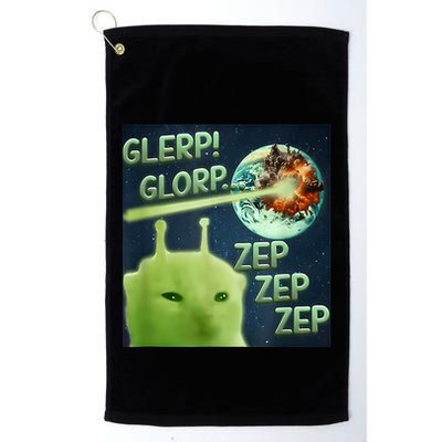 Funny Alien Cat Meme Glerp Glorp Zep Zep Golf Towel