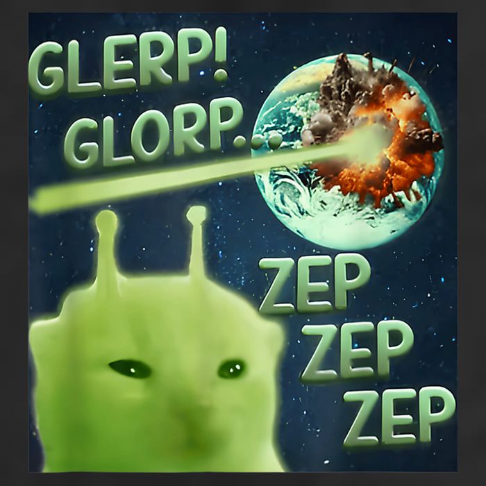 Funny Alien Cat Meme Glerp Glorp Zep Zep Golf Towel