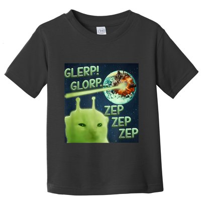 Funny Alien Cat Meme Glerp Glorp Zep Zep Toddler T-Shirt
