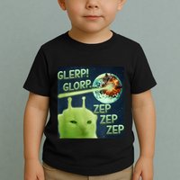 Funny Alien Cat Meme Glerp Glorp Zep Zep Toddler T-Shirt