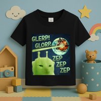 Funny Alien Cat Meme Glerp Glorp Zep Zep Toddler T-Shirt