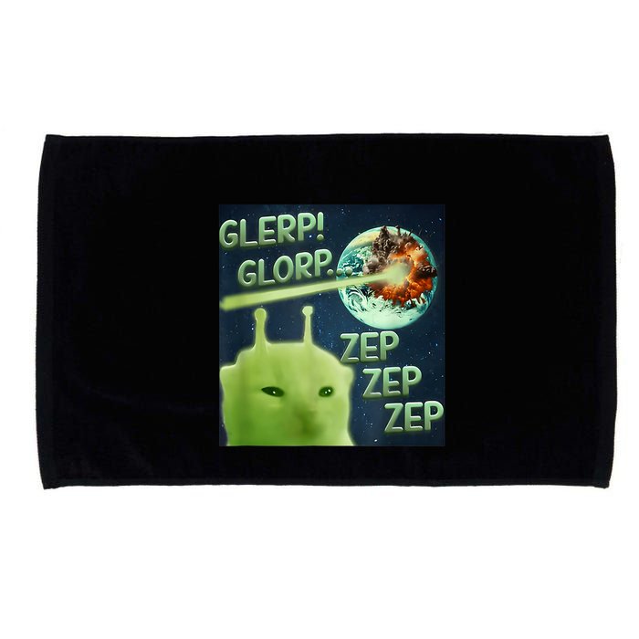 Funny Alien Cat Meme Glerp Glorp Zep Zep Microfiber Hand Towel