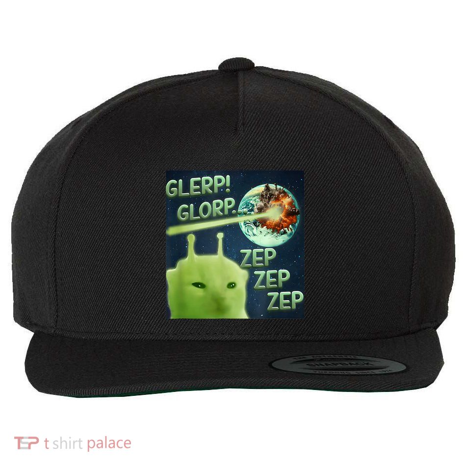 Funny Alien Cat Meme Glerp Glorp Zep Zep Wool Snapback Cap