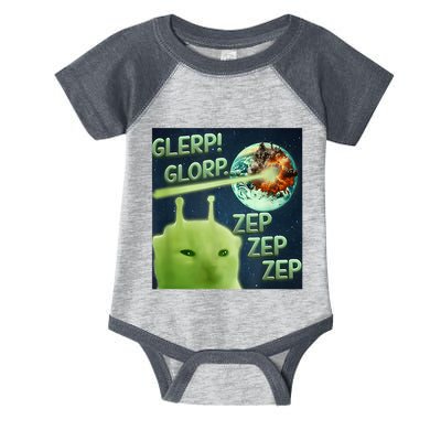 Funny Alien Cat Meme Glerp Glorp Zep Zep Infant Baby Jersey Bodysuit