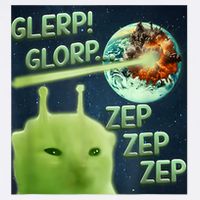 Funny Alien Cat Meme Glerp Glorp Zep Zep Garment-Dyed Sweatshirt