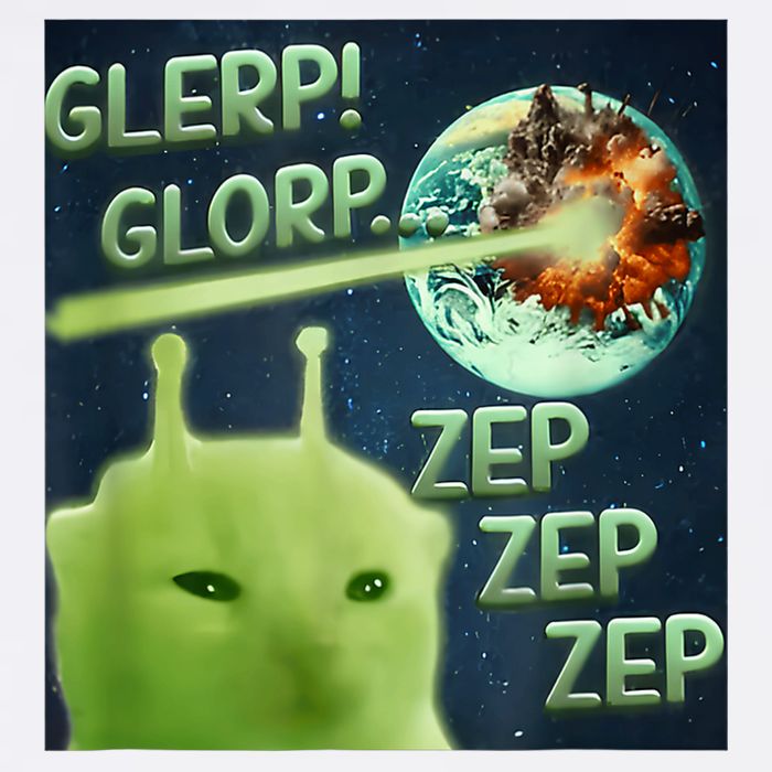 Funny Alien Cat Meme Glerp Glorp Zep Zep Garment-Dyed Sweatshirt