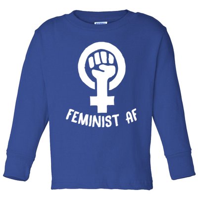 Feminist Af Cute Pro Feminism Rights Protest Fist Aesthetic Gift Toddler Long Sleeve Shirt