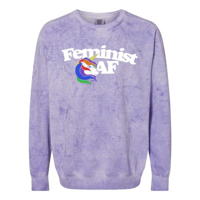 Feminist Af Cute Retro Rainbow Gift Colorblast Crewneck Sweatshirt