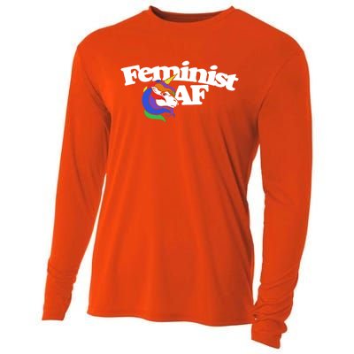 Feminist Af Cute Retro Rainbow Gift Cooling Performance Long Sleeve Crew