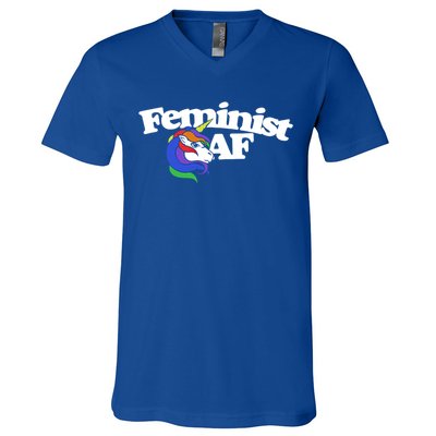 Feminist Af Cute Retro Rainbow Gift V-Neck T-Shirt