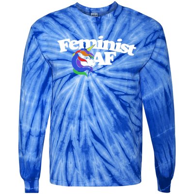 Feminist Af Cute Retro Rainbow Gift Tie-Dye Long Sleeve Shirt