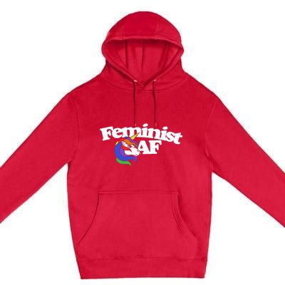 Feminist Af Cute Retro Rainbow Gift Premium Pullover Hoodie