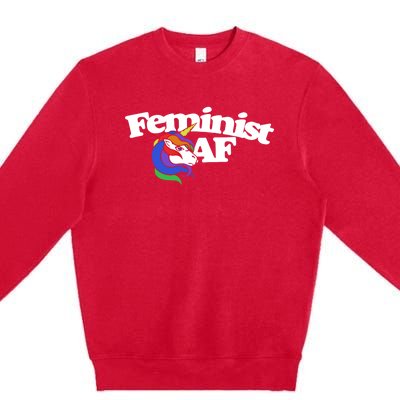 Feminist Af Cute Retro Rainbow Gift Premium Crewneck Sweatshirt