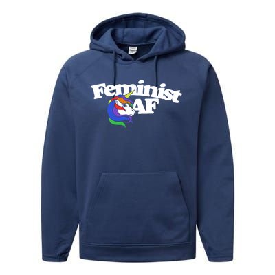 Feminist Af Cute Retro Rainbow Gift Performance Fleece Hoodie